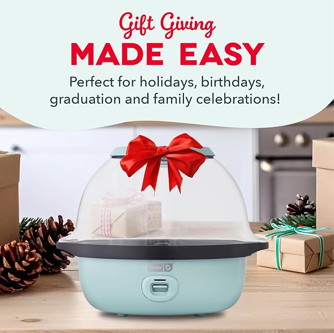 Dash SmartStore® Stirring Popcorn Maker - Electric Popcorn Machine with Butter-Melting Tray & Clear Serving Bowl - Features Stirring Bar - 24 Cups, White
