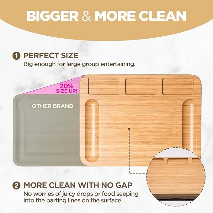 Charcuterie Boards，Cheese Board in cludes 6 Cheese Knives, 3 Seasoning Plates, with Platter and Drawer, Matching for Gatherings, Outing Door Use