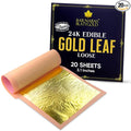 Barnabas Blattgold Edible Cake Decorations 23.75K Gold Leaf - Loose Gold Leaf Sheets for Cupcakes - 3.1 inches, Book of 20
