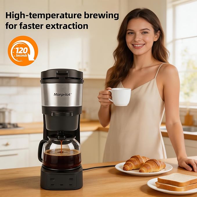 Morpilot 2-in-1 Capsule & Ground Coffee Maker Compatible with K-Cup coffee machine, 700 ml Water Tank, Digital Display, 4 Temperature Settings, Keep Warm, Reusable Filter, Compact Countertop Brewer