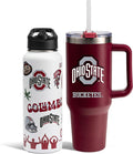 The Memory Company Officially Licensed NCAA 2-Pack Stainless Steel Tumbler Set, 34oz Team Spirit Water Bottle & 40oz Game Day Tumbler with Lid and Straw, BPA-Free Materials, Convenient Straw Design