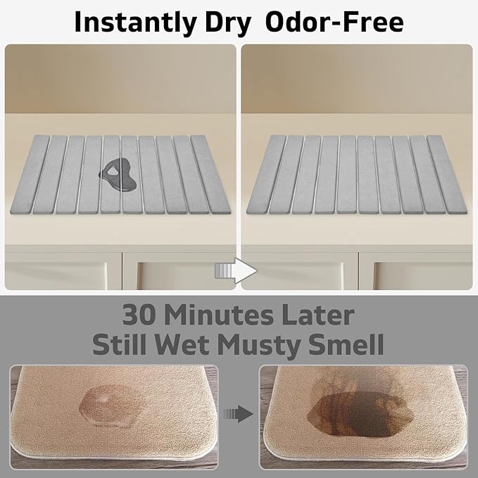 Stone Dish Drying Mats for Kitchen Counter, 24"(L)×16"(W), Drying Collapsible Dish Drying Mat, Eco-Friendly Absorbent Diatomaceous Earth Mats for Dishes Bottles Cups, Match Any Countertop
