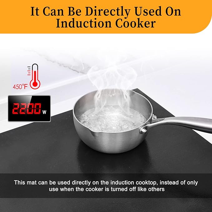 Cook's Aid Induction Cooktop Protector Mat 20.4x30.7 In, (Magnetic) Electric Stove Burner Covers Antiscratch as Glass Top Stove Cover (20.4x30.7 In, Black)