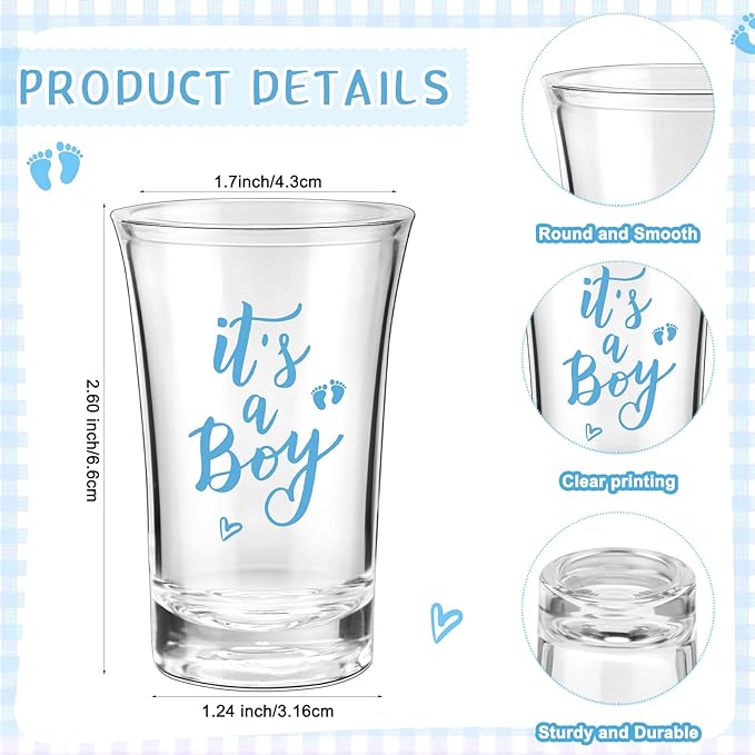 50 Sets Baby Shower Favor for Guests Acrylic Shot Glasses with Bottle Opener Keychains Thank You Tags and Bags Gender Reveal Party Favors for Guest Baby Shower Return Gift(Boy)