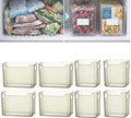 Crystal Clear Freezer Storage Bins, Stackable Fridge Organizer Bins with Handles, Clear Plastic Food Containers for Refrigerator and Pantry, Kitchen Organization for Meat & Veggies (Green*8, S+L)
