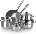 KASANOVA Grand Family 9Pcs Cookware set, Stainless steel pots, Nonstick aluminum frying pans, PFOA-free, Induction safe, Oven-safe up to 356°F