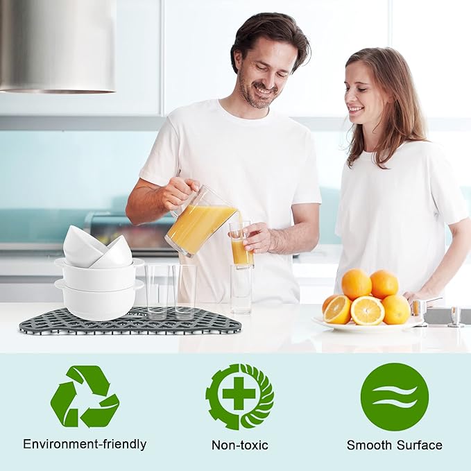 SAMSIER Silicone Sink Protectors Mats (13x11 & 14x12 & 16x12 & 18x16 & 19x14 & 21x16 & 22x13 & 25x16 & 26x14 & 28x14 & 30x16) for Bottom of Kitchen Sink (19”x13”, Center Drain)
