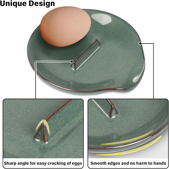 Egg Cracker Spoon Holder, Spoon Rest for Kitchen, Ceramic Spoon Holder for Stove Top, Cooking Spoon Holder,Heat Resistant Utensil Rest for Countertop, Dishwasher Safe