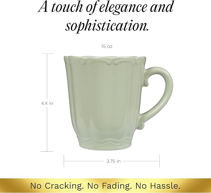 SANGO Bethany Sage Mugs Set of 4, 12 oz Stoneware Green Coffee Mugs, Vibrant Ceramic Drinkware for Coffee, Tea or Cocoa, Durable Everyday Cups, Dishwasher & Microwave Safe, Kitchen Mug Set