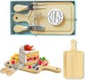 AZEAM 1 Set Baby Bridal Shower Prizes for Game Winners, Bamboo Mini Cheese Board Set with Knife Fork and Present Box, Small Charcuterie Board Bulk for Party Wedding Guests Present
