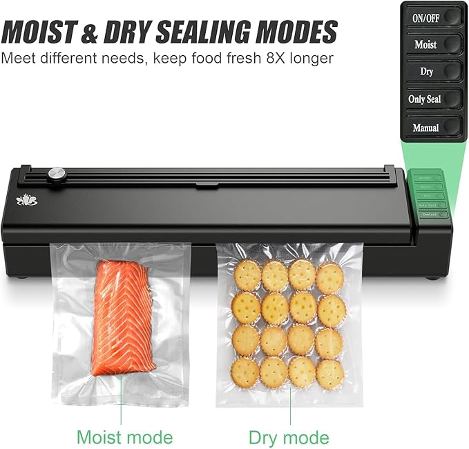 Cordless Vacuum Sealer Machine, Rechargeable Vacuum Sealer for Dry/Moist Food, Build in Cutter and Bag Storage, With External Suction Hose for Food Cans