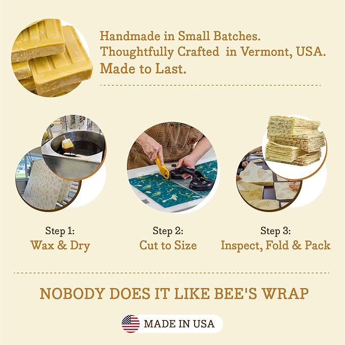 Bee's Wrap Beeswax Wraps for Bread - Beeswax Bread Wrap for Sourdough & Bread Storage - Plastic Free Made in USA Reusable Natural Food Wrap - Garden Party