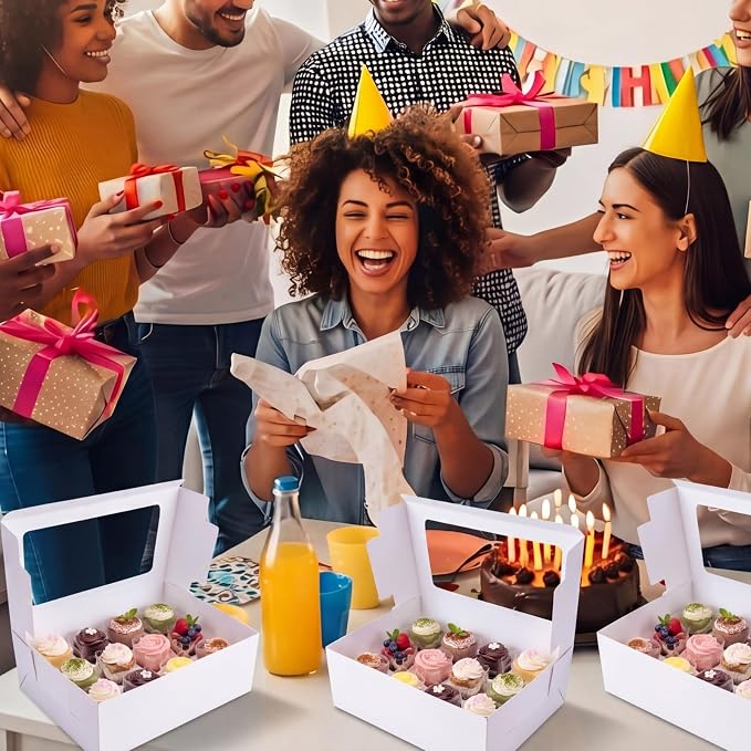 15 Pack Dessert Shooter Box with Window, Holds 12 Count 5 oz Square or Round Cups, Disposable Dessert Carrier for Party & Catering, 12.8 x 8.8 x 5.5 Inch