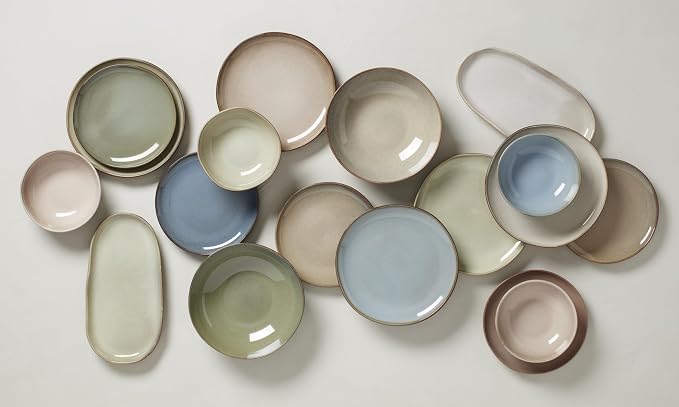 Oneida 897208 Organic Shades 12-Piece Dinnerware Set, Oatmeal