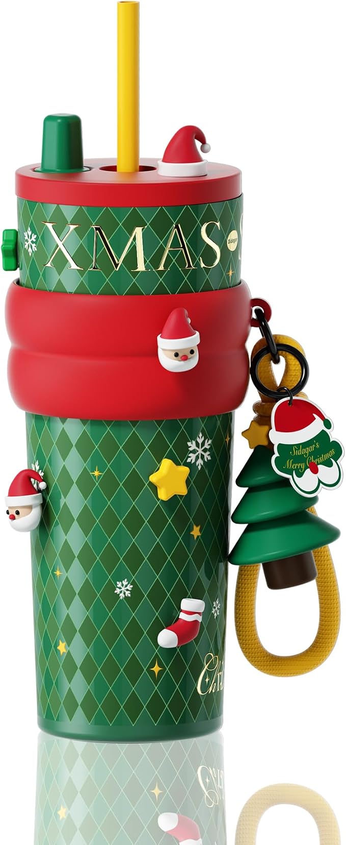 24 oz Christmas Tumbler with Lid and Straw, Insulated Coffee Mug Leak Proof, Portable Iced Water Bottle, Reusable Thermal Coffee Cup, Gifts for Women