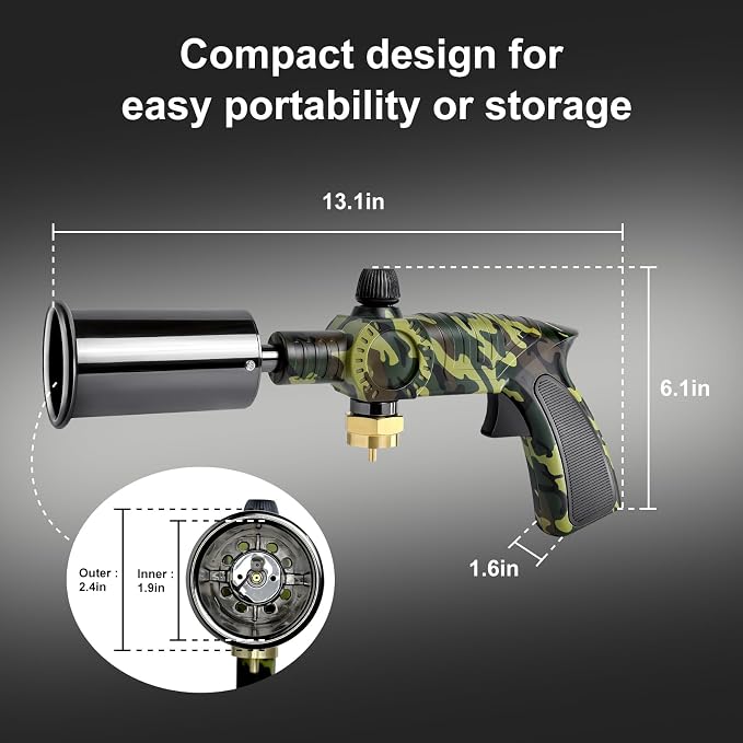 Propane Torch Kit - 5500W High-Powered Kitchen Blow Torch, Adjustable Flame Weed Burner Multipurpose Lighter for Cooking BBQ Camping Gardening Pet Care DIY Projects (Tank NOT Included) - Camouflage