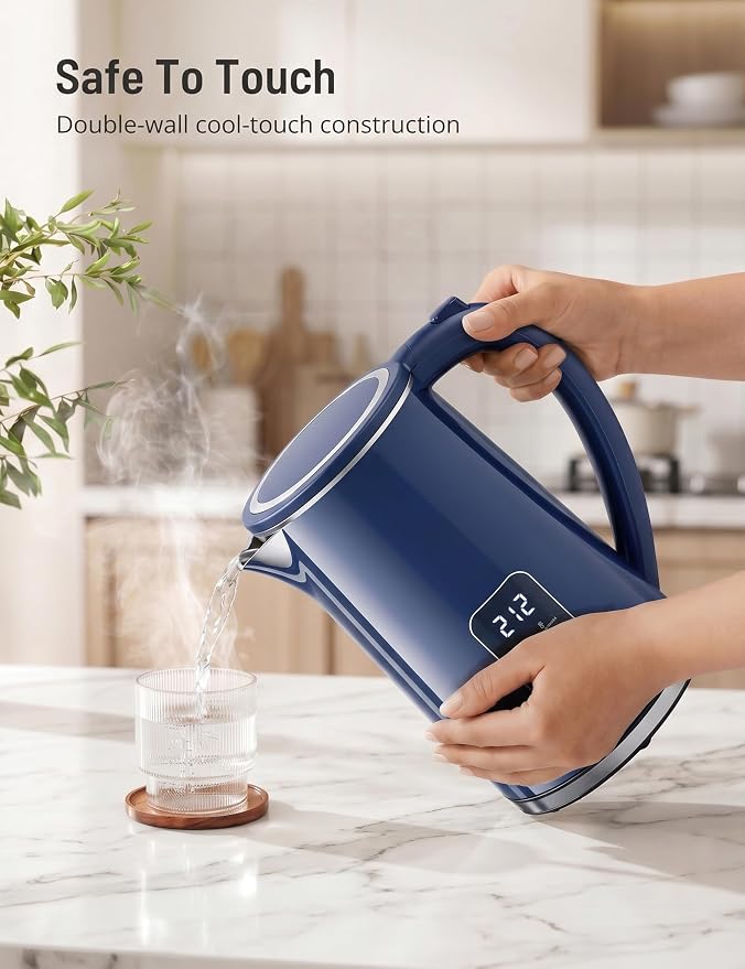 Electric Kettle Temperature Control, 1.7L Large Electric Tea Kettle, 4H Keep Warm Hot Water Boiler with 6 Presets, LED Screen Electric Kettles for Boiling Water, Boil-Dry Protection, BPA Free