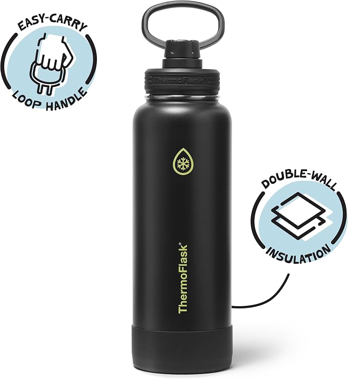 ThermoFlask Insulated Water Bottle with Spout Lid (40 oz, Shadow Glow) - Leakproof, Stainless Steel Water Bottle for Cold & Hot Drinks, Travel & Daily Hydration