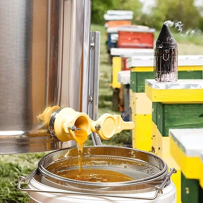 BeeTech Stainless Steel Honey Strainer Double Sieve, Beekeeping Extractor Equipment Mesh Filter for Beekeepers Honey Extraction