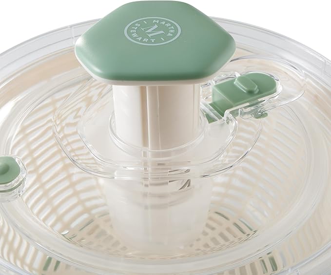 Martha Stewart Gulfwind 6.3 Qt Salad Spinner, Fruit Wahser, Fruit Washing Bowl with Strainer, Vegertable Cleaner, Salad Cleaner, Lettuce Washer