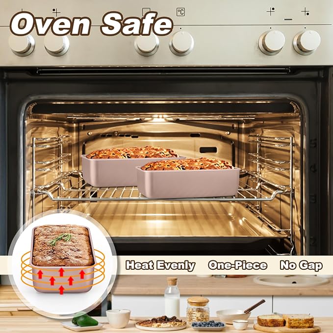 LIANYU 8 Pack Loaf Pans for Baking Bread 9x5In, Stainless Steel Meatloaf Baking Loaf Tins, Heavy Duty Metal Bakeware for Bread Cake Brownies, Non Stick & Easy Release, Rose Gold