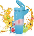 Portable Blender 460ml for Shakes Smoothie Juice, for Travel Gym Office, 4000mAh Type-C Rechargeable Personal Blender with 6 Sharp Blades Powerful 22000r/m Water Bottle Cup (Blue)