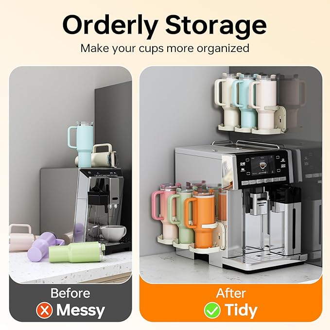 Magnetic Stanley Cup Holder for Fridge, Water Bottle Organizer & Tumbler Rack with Foldable Design for Kitchen, Stanley Cup 40 oz Accessories, Ideal Gifts 2PCS (White)