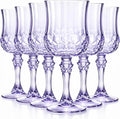 Pinkunn 6 Pcs 7 oz Plastic Vintage Wine Glasses Reusable Colored Goblets Patterned Drinking Water Glasses Cup Dishwasher Safe for Mother's Day Wedding Reception Party Supplies (Purple)