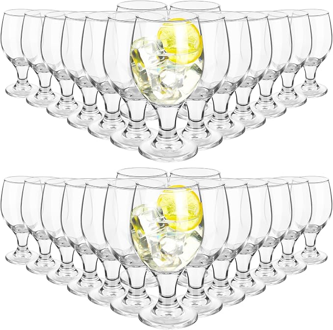 Patelai Set of 30 Water Goblet, 13.5 oz Clear Drinking Glasses Bulk Dishwasher Safe, Stemmed Water Glass for Juice Wine Beer Tea Sangria Cold Beverages, Reusable Glassware for Home Party Restaurant