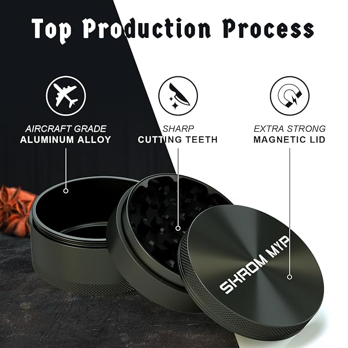 Grinder, Aluminum Large 3" Spice Grinder (Black)