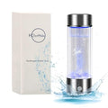 Hydrogen Rich Water Generator Ionizer Maker Cup Portable Cup Filter, 450ML Bottle PHHS Technology Ionizer, USB Rechargeable Anti Aging Antioxidant Glass Bottle (Silver & Blue)