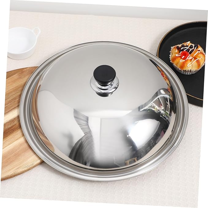 Ciieeo 14 Inch Stainless Steel Cooking Pot Lid Multifunction Anti-Scald Thickened Cover with Knob for Frying Pan Wok and Hot Pot Kitchen Tool