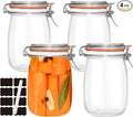 32 oz Pickling Jars with Airtight Lids,4 Pack Airtight Glass Pickle Jars Wide Mouth,Air Tight Glass Storage Containers for Canning,Pickling,Fermenting