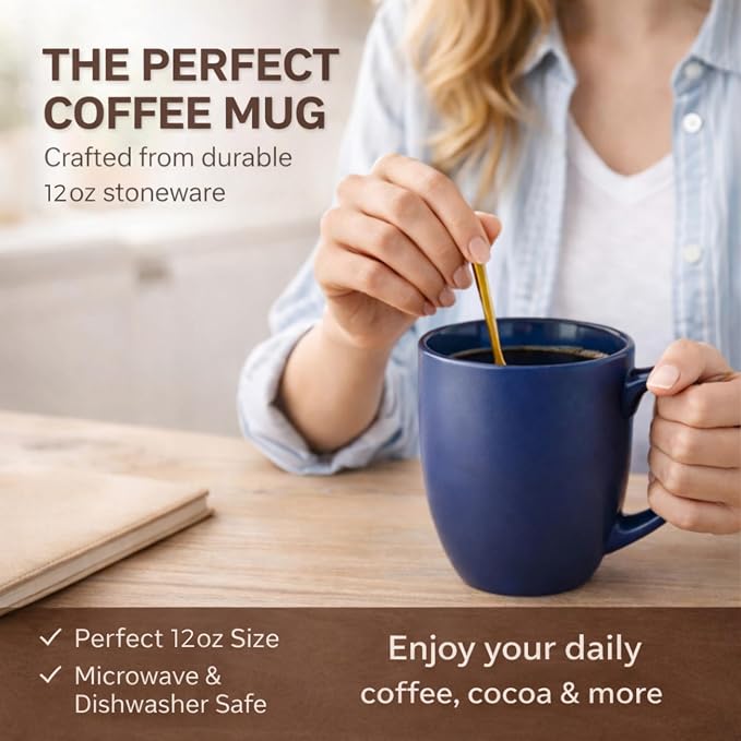 AmorArc Coffee Mugs Set of 6, 12oz Ceramic Coffee Mugs for Man, Woman, Dad, Mom, Modern Coffee Mugs Set with handle for Tea/Latte/Cappuccino/Milk/Cocoa. Dishwasher&Microwave Safe, Multi