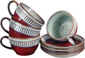 Cappuccino cup with tray, 8.5 oz. Set of 4 Ceramic Coffee Cups and Saucer Set for Latte, latte art cup, suitable for latte/cappuccino/milk/tea