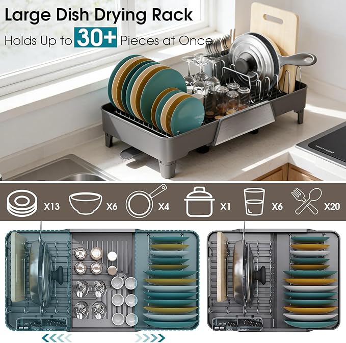 Expandable Under Sink Organizers + Dish Drying Rack