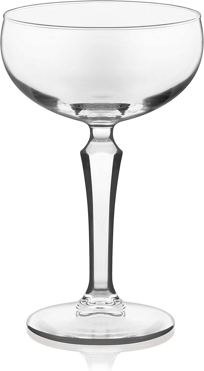 Libbey Capone Coupe Cocktail Glasses, Vintage Style, Diamond Cut Coupe Martini Glasses Set of 4, Traditional Cocktail Glass Set, Champagne Glasses