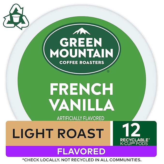 Green Mountain Coffee Roasters French Vanilla Keurig Single-Serve K-Cup pods, Light Roast Coffee, 12 Count