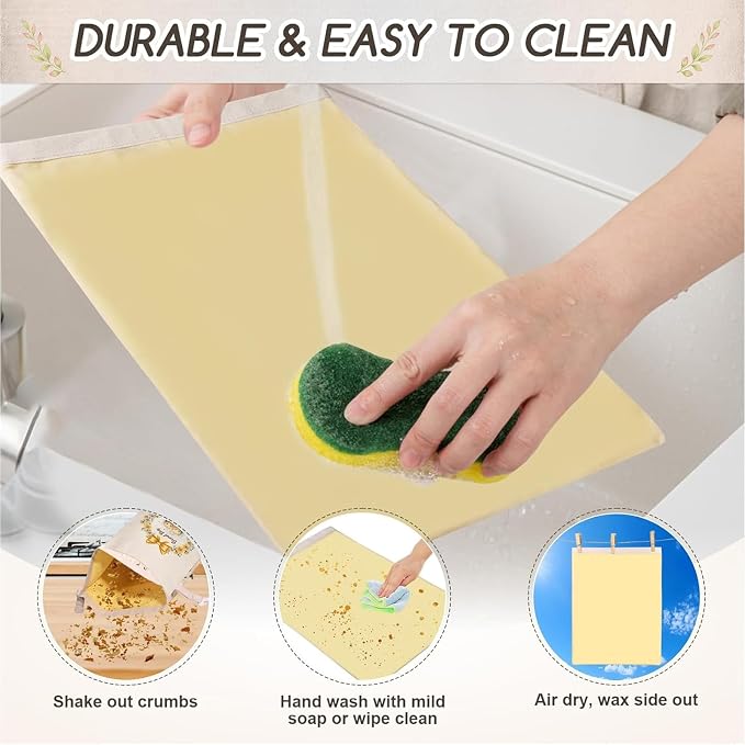Beeswax Bread Bags for Sourdough, 2 Pack Reusable Bread Bag for Storage XL 17x13 Inch, Daisy Print Bread Bags for Homemade Sourdough - Keep Fresh, Freezer Safe