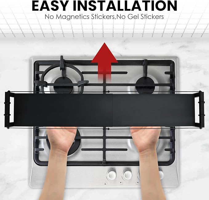 Stove Top Shelf,Over The Stove Spice Shelf for Kitchen,Spice Rack Shelf with 4 Hooks Extra Storage Countertop, Seasoning Organizer,Kitchen Organizers and Storage (Black)