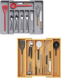 Lifewit Silverware Drawer Organizer, Expandable Cooking Utensil Tray, Adjustable Plastic Storage for Spoons Forks Knives, Large
