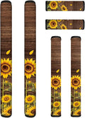 Refrigerator Door Handle Covers Pack of 6, Antiskid for Fridge Oven Dishwasher Keep Kitchen Appliance Clean from Smudges, Food Stains for Home Kitchen Decor, Sunflower Brown Wood Grain