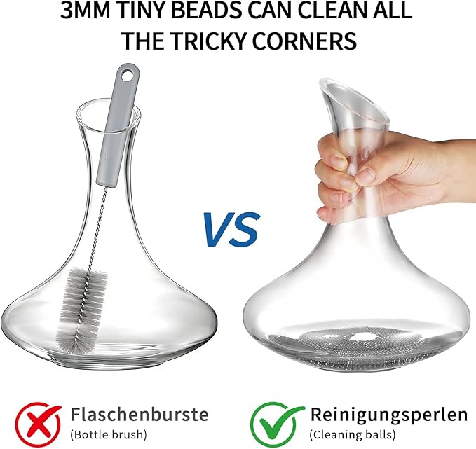 1500 PCS Metal Cleaning Beads Reusable Decanter Beads for Glass Bottles, 304 Stainless Steel Water Bottle Cleaner Balls 3mm Wine Glass Cleaning Beads for Decanters Vases Carafes, Wine Accessories