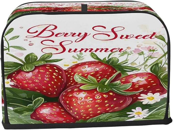 Spring Strawberry Red 4 Slice Toaster Cover Dust And Fingerprint Bread Maker Cover Bakeware Protector Washable Appliance Covers Kitchen Accessories For Home Kitchen Women Gift