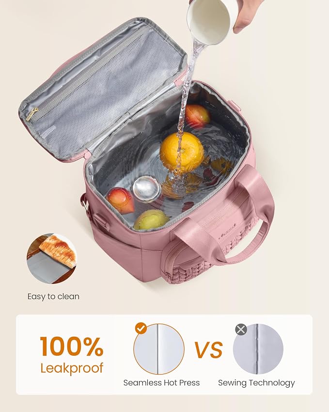 LOVEVOOK Lunch Bag Women, Insulated Wide Opening Adult Lunch Box for Women Work with Cup Holder, Large Lunch Cooler Tote Bag with Utensils Pocket for Office Campus Picnic Beach Mom Nurse Family