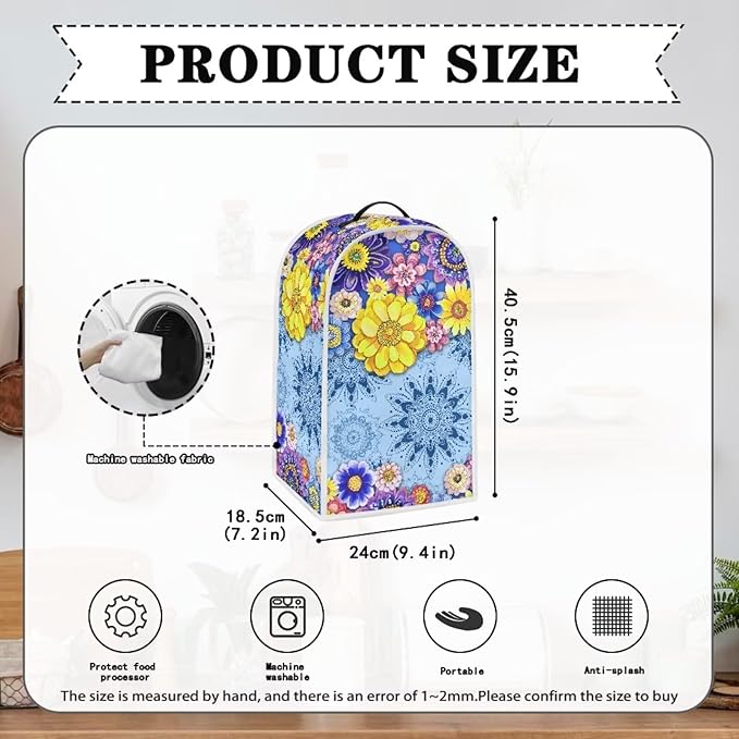 Boho Mandala Floral Toaster Cover 2 Slice Washable Blender Cover Kitchen Small Appliance Dust Cover for Coffee Maker Bread Maker Microwave Oven