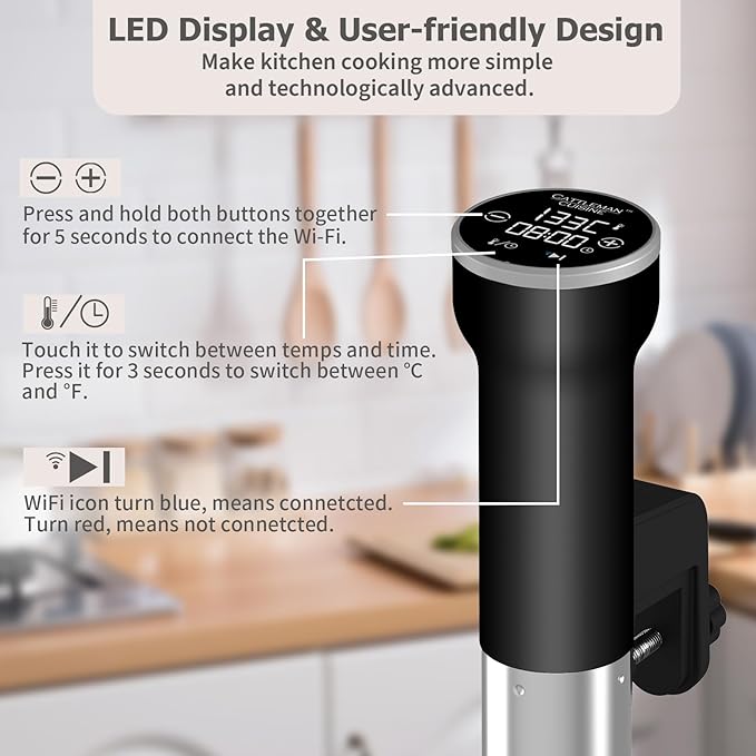 Sous Vide Cooker WiFi & Immersion Deep Fryer with Basket