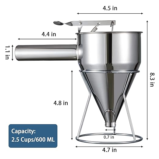 MyLifeUNIT Stainless Steel Pancake Batter Dispenser and Nonstick 4-Cup Egg Pan with Lid