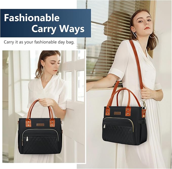 MIYCOO Lunch Bag Lunch Box Women - Leakproof Insulated Lunch Cooler Bag for Women - Large Lunch Tote Bags Adults, Black Orange