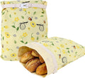 2-Pack Beeswax Bread Bags for Sourdough & Homemade Bread，Reusable Cotton Storage Bags，Extra Large Airtight Food Keeper to Keep Fresh